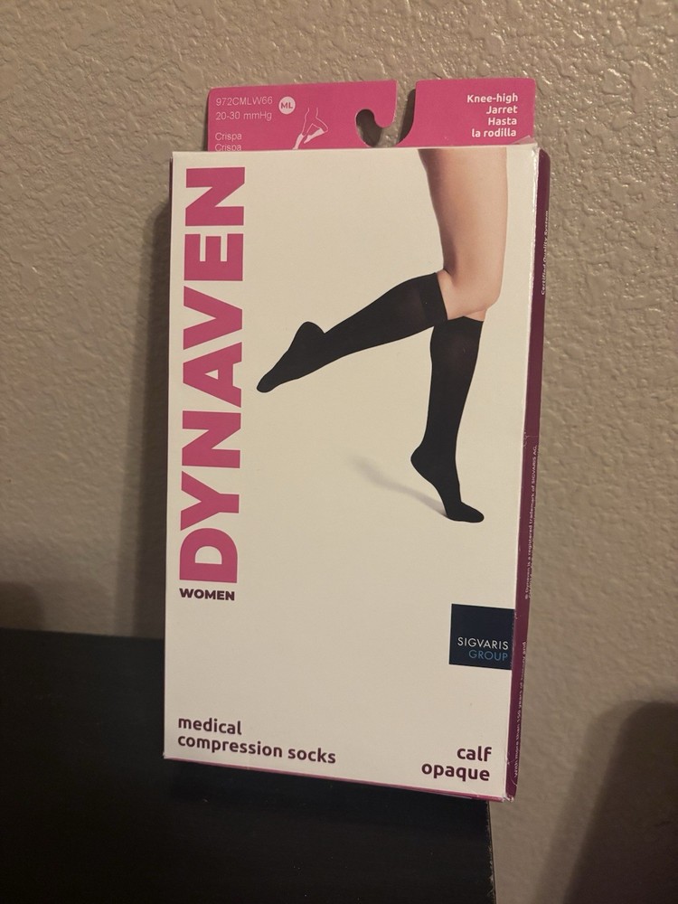 DYNAVEN Women’s Light Beige Compression Knee -High Socks 20-30mmHg Size ML- New