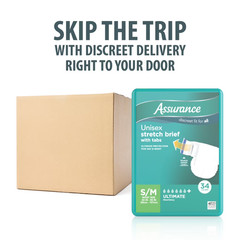 2 Pack Assurance Unisex Stretch Briefs with Tabs S/M 34 Count Each, Total 68 Ct