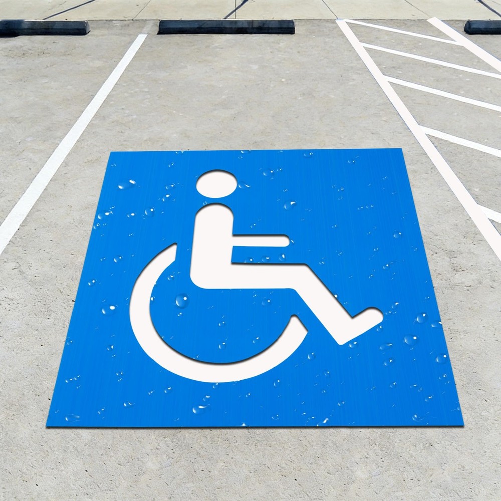Handicap Parking Stencil Plastic Reusable Lot 39×39 Inch ADA Wheelchair Sign