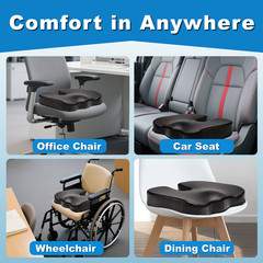 Seat Cushion for Office Desk Chair, Memory Foam, Non-Slip, Cushion Bac