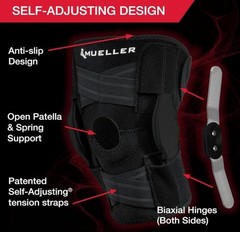 Mueller Adjustable Hinged Knee Brace S/M Support Wrap Neoprene Left/Right