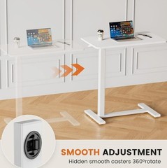Sweetcrispy Overbed Bedside Table with Wheels Adjustable Hospital & Home Use