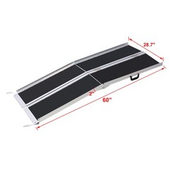 Portable 5ft Folding Wheelchair Ramp 600LB Cap 2-Pc Aluminum Non-Skid