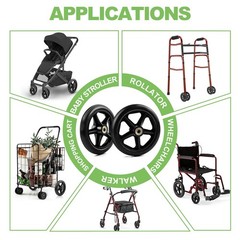 Royitay 2 Pack 6 Inch Rubber Wheelchair Wheels Replacement 6 inches, Black