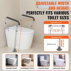 VEVOR Toilet Safety Rails Adjustable Toilet Seat Handles Grab Bars for Elderly