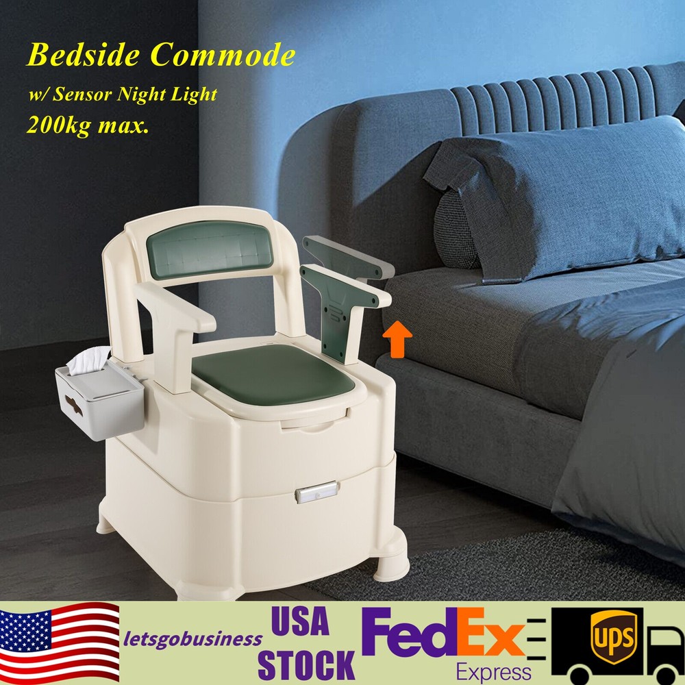 Portable Toilet Bedside Commode Floor Standing Chair Commode Toilet Load 200kg