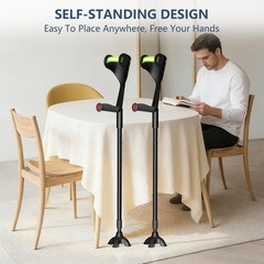 Forearm Crutches for Adults –Heavy-Duty Aluminum Arm double, Black(x2)