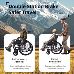 Foldable 37lb Wheelchair Aluminium Multi-functional Manual Medical Transport FDA