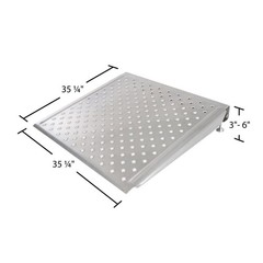 Silver Spring 36 Inch Adjustable Aluminum Wheelchair Door Threshold Ramp, Silver