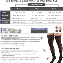 TRUFORM Sheer Thigh Highs Silicone Lace Band 20-30mmHg (Beige) Small