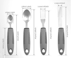 4 PC SET Adaptive Utensils Elderly Arthritis Tremor Easy Grip Cutlery Grey