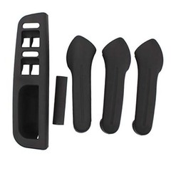 Black Interior Inside Door Grab Handle Covers & Window Switch Bezel Kit for