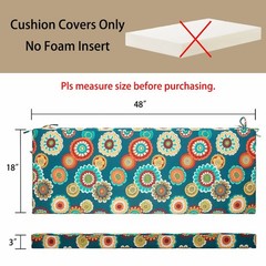Magpie Fabrics Patio Bench 48″ W x 18″ D x 3″ H (1 Pack), A Floral Green