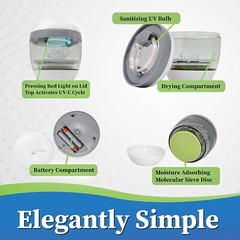 DryCaddy Portable Hearing Aid Earbuds Dryer Humidifier w/ UV Sanitizing Light