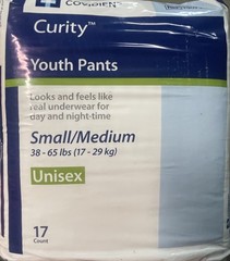 Curity Youth Incontinence Pants S/M Unisex 38-65 lb Tear-Away, 17 Ct 70073A
