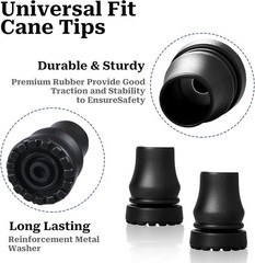 Cane Tips 5/8 Inch Heavy Duty, 2 Pack Walking Cane Tips Rubber Cane Tip Replacem