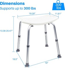 Shower Chair Bath Stool Seat Padded Height Adjustable Bathtub Shower Seat 350lb