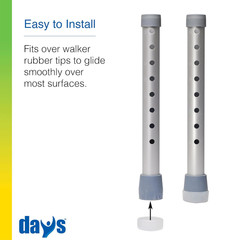 Walker Glide Caps, Pack of 4, Tips for Walkers to Help Smoothly Walk on Indo…