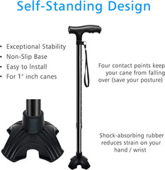 Cane Tips – Heavy Duty Rubbers Self Standing Quad Base Replacement Walking Cane
