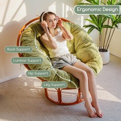 HIGOGOGO Papasan Chair Cushion with Corduroy Cover (Without 48inch, Green