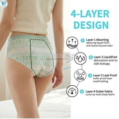3pcs Geometric-Print Period Mid-rise Underwear Women 4-Layer Leak Protection
