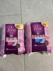 2 Poise Fresh Protection Pads, #4 Moderate Regular 20 Pads Each #5 Long 12 Pads