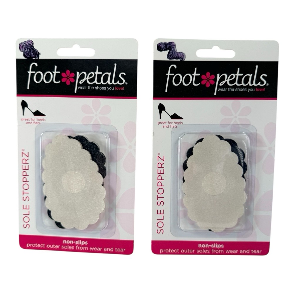 2 Foot Petals Sole Stopperz Non-slips For Heels Or Flats Black And Clear NEW