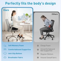BlissTrends Extra Thick Seat Cushion for Office Chair & Car Seat, Black