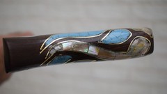 Handcrafted Egyptian Stick, Turquoise & Mother of Pearl Inlay Wood Walking Cane