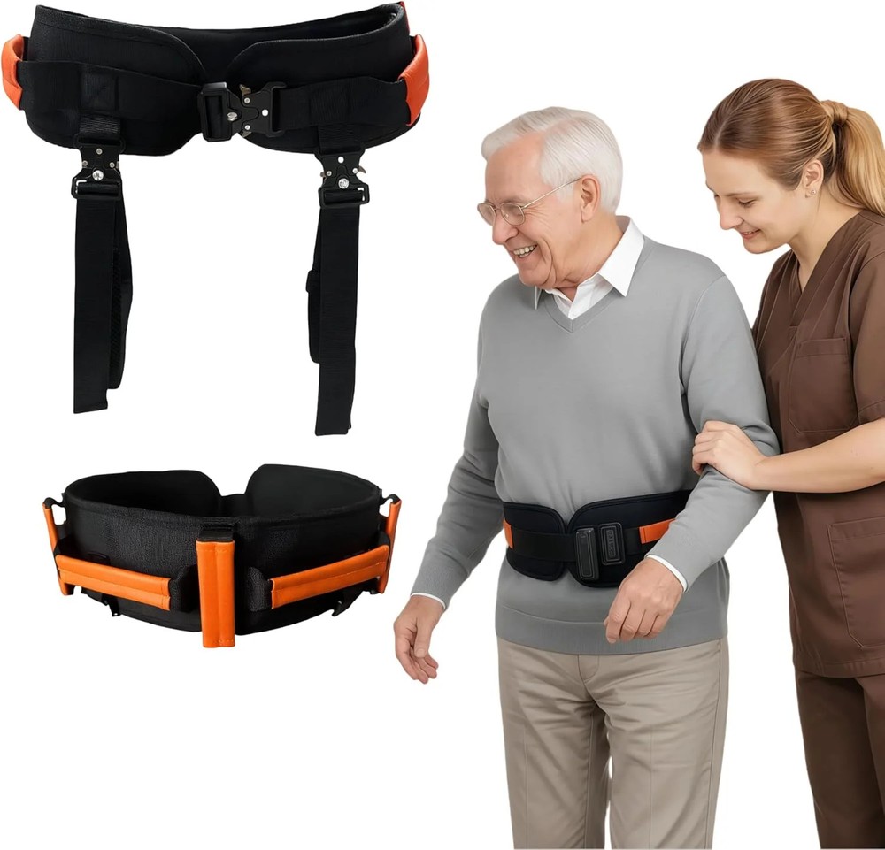 Gait Belt, Upgraded with Metal Buckle & Detachable Leg Straps, 7 Reinforced Hand