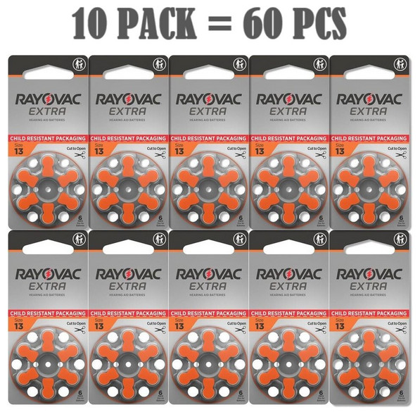 60 Rayovac Extra Mercury Free Hearing Aid Batteries Size 13 EXPIRED 2024!