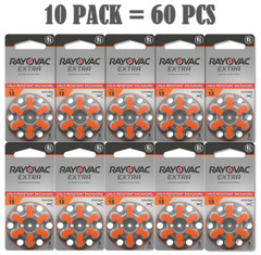 60 Rayovac Extra Mercury Free Hearing Aid Batteries Size 13 EXPIRED 2024!
