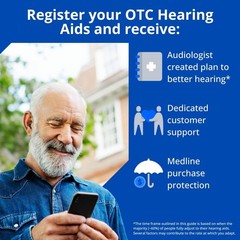 Medline Rechargeable OTC Hearing Aids in-Ear 4 Modes 20hr Battery Life Bluetooth