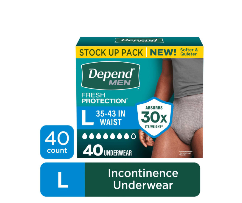 Depend Fresh Protection Men Incontinence Underwear L 40 Count