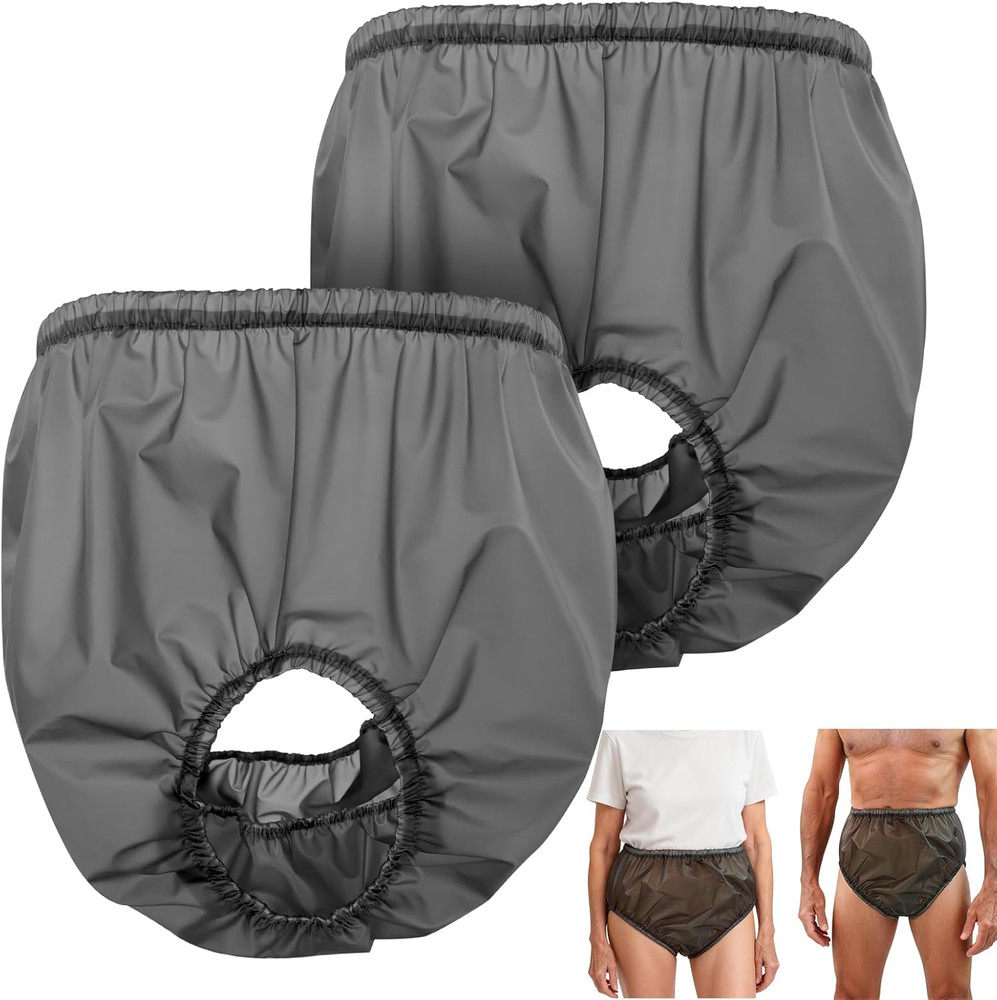 2 Pack Adult TPU Waterproof Incontinence Pants Reusable Diaper Cover Black M