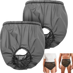 2 Pack Adult TPU Waterproof Incontinence Pants Reusable Diaper Cover Black M