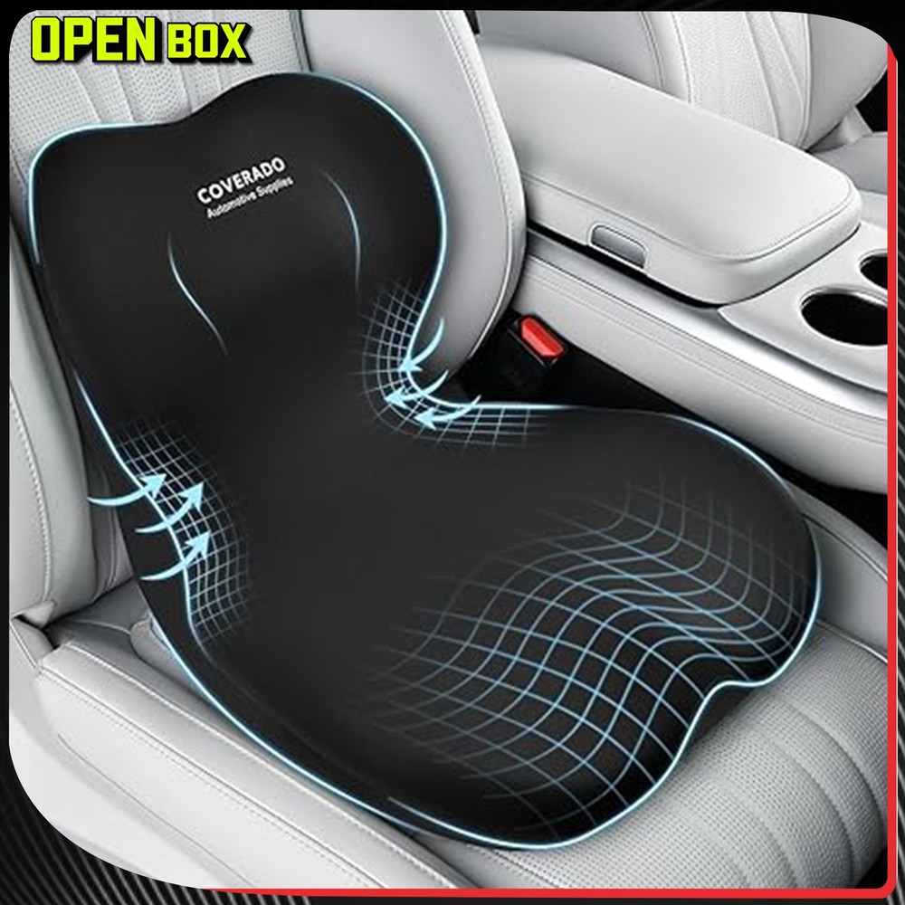 Car Seat Cushion and Lumbar Support Pillow One Piece, Memory Foam