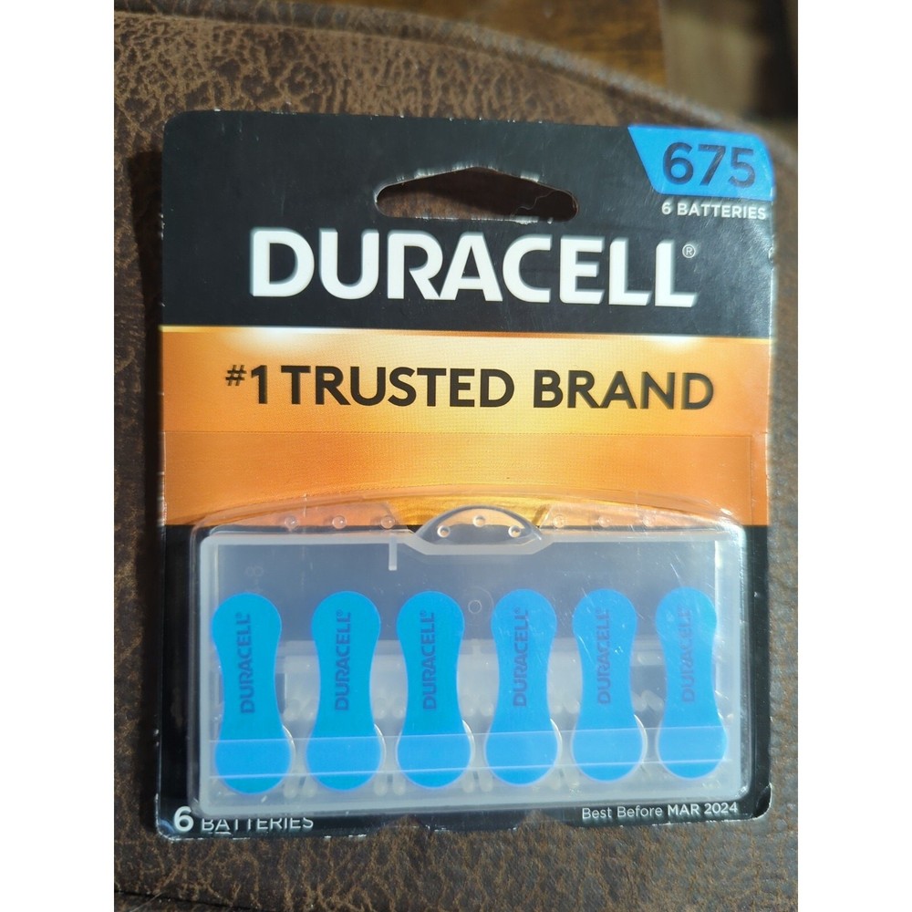 Duracell Size 675 Hearing Aid Batteries – 6 Pack – Easy Fit Tab Best By 03/2024