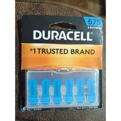 Duracell Size 675 Hearing Aid Batteries – 6 Pack – Easy Fit Tab Best By 03/2024