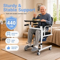 6 IN 1 Hydraulic Patient Lift Transfer Chair 440 Lbs Transfer Nursing Chair