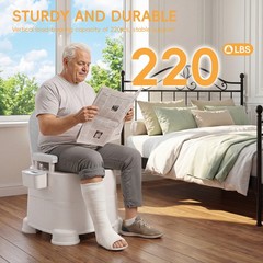 Portable Commode Chair with Removable Armrest, Bedside Commode Chair 220lbs