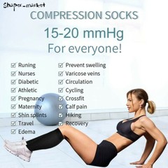 3 Pairs Copper Compression Socks (8-15mmHg) Moisture Wicking Support Stockings