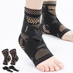 Ankle Brace for Sprained Ankle Compression Sleeve, 2 Pack Copper Infused Ankle