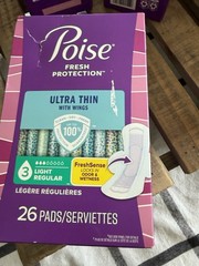1-Poise Ultra Thin Pads W/wingsLight Regular 2- Ultra Thin 54 -3 Boxes Total 132