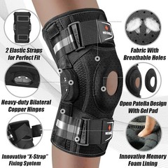 Adjustable Hinged Knee Support with Patented Design for Sports Injuries