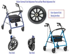 Rollator walker replacement wheel,6 inch Caster Wheel,front 6 inches, Black