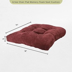 Chair Cushions for Dining Chairs – Memory Foam Chair Set of 2 Burgundy Red