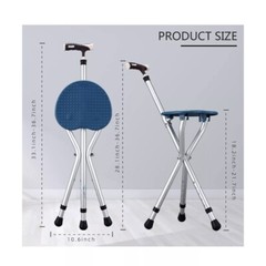 NEW Yayayo Folding Cane w/ Seat Walking Stick Height Adjustment Holds 440 Lbs