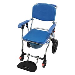 Commode Wheelchair Multifunctional Shower Commode Wheelchair With Armrests Blue