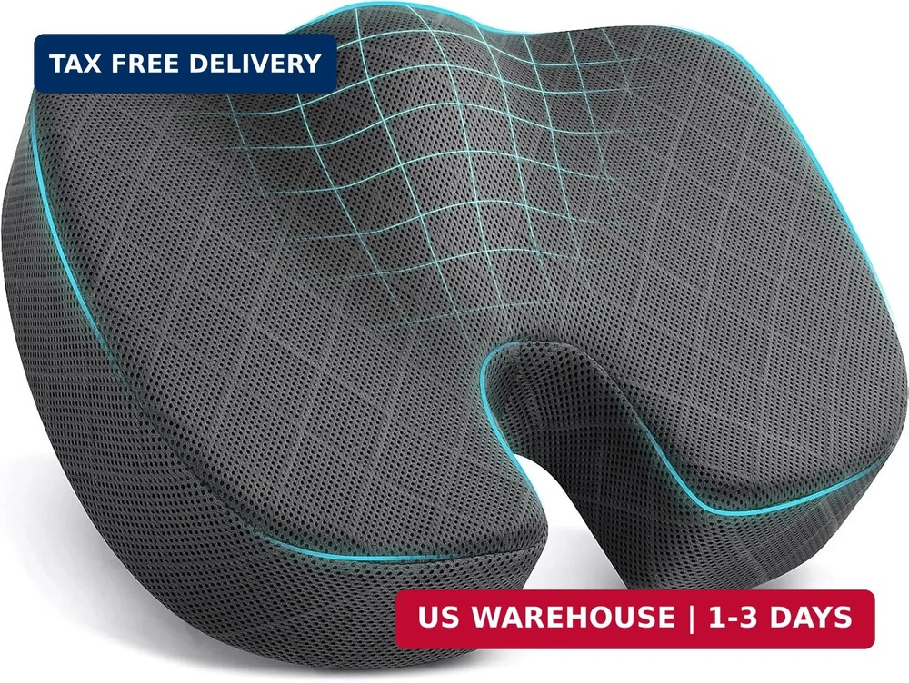 TushGuard Seat Cushion – Memory Foam Sitting Pillow for Office Chair, Car Seat,